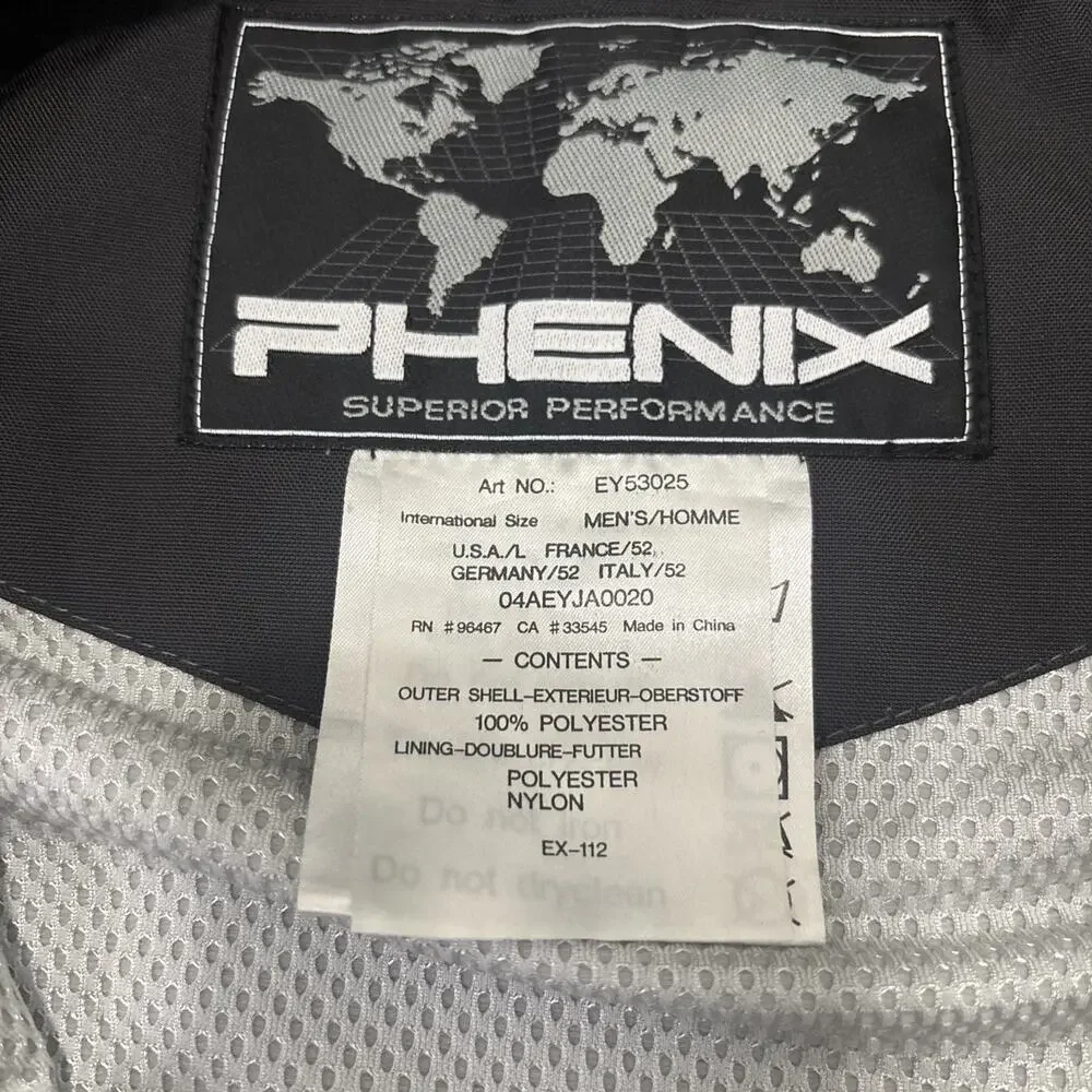 Phenix Sports Ski Jacket Hooded Dark Gray Size Large USA Germany